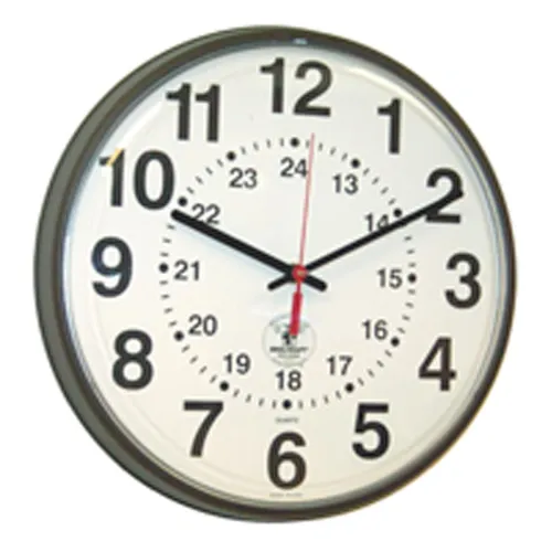 SKILCRAFT Atomic 12/24 Hour Slimline Wall Clock - 12-3/4" Diameter, Brown - Analog - Quartz - Atomic Questions & Answers