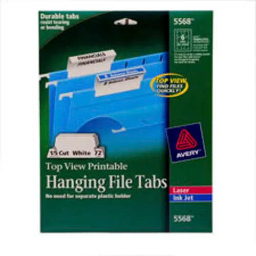 Avery Top View Printable Hanging File Tabs - Print-on - 5 Tab(s)/Set - 8. 50" Divider Width x 11" Divider Length - Letter - White Tab - 72/Pack Questions & Answers