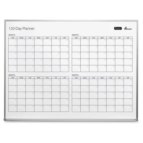 SKILCRAFT 4-Month Dry Erase Calendar Board 48" x 36" - Monthly, Daily - 4 Month - Aluminum - Durable Questions & Answers