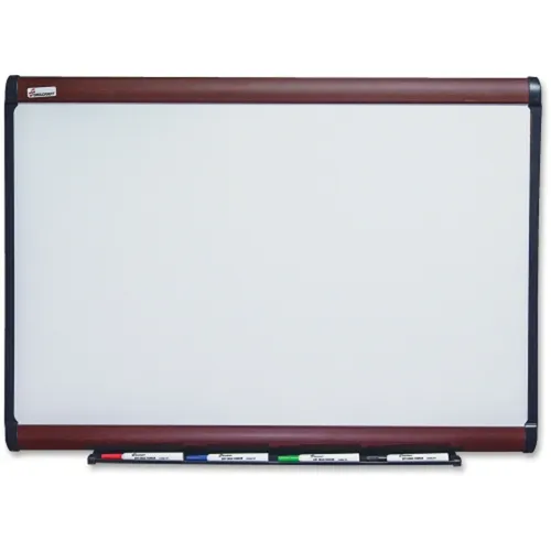 SKILCRAFT Prestige Plus Mahogany Frame Whiteboard - 72" Width x 48" Height - Porcelain Surface - Mahogany Wood Frame - Film - Wall Mount - 1 Each Each Questions & Answers