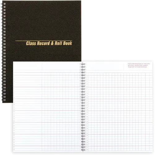 Class Record & Roll Book, 40 Sheet(s), Wire Bound, 8.50" x 11" Sheet Size, Brown, White Sheet(s), Black Cover, Recycled, 1 Each Questions & Answers