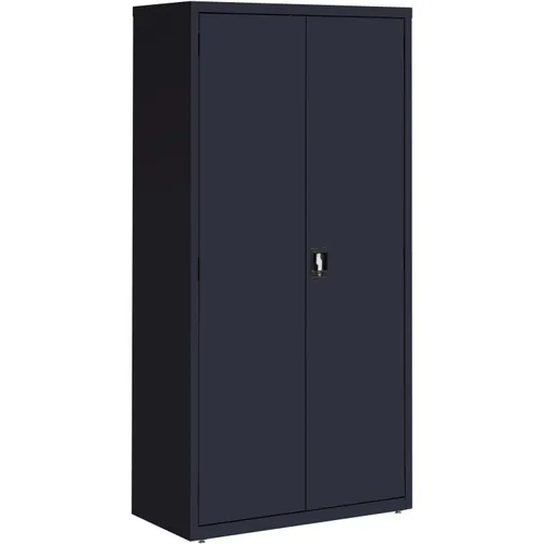 Fortress Series Storage Cabinet, 36" x 18" x 72", 5 x Shelf(ves), Recessed Locking Handle, Hinged Door, Durable, Black, Powder Coated, Steel, Recycled Questions & Answers