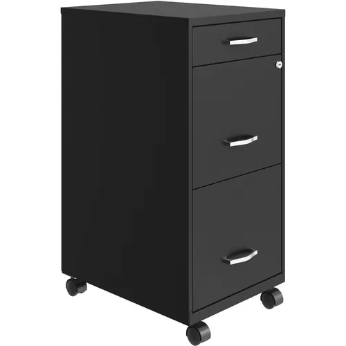 SOHO Mobile File Cabinet, 14.3" x 18" x 29.5", 3 x Drawer(s) for File, Accessories, Document, Letter, Glide Suspension, Locking Drawer, Recessed Handle, Mobility, Casters, Black, Baked Enamel, Steel Questions & Answers