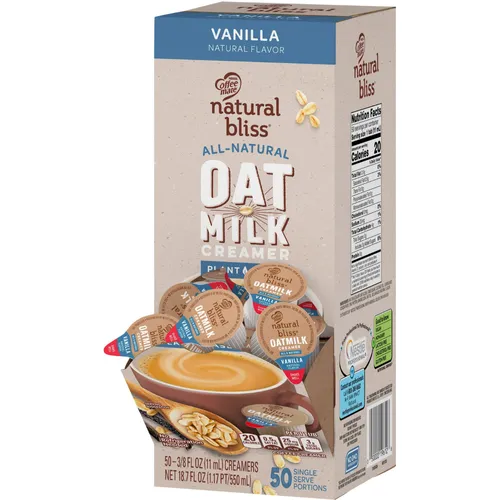 Natural Bliss Oatmilk Creamers, Vanilla Flavor, 0.38 fl oz (11 mL), 50/Box Questions & Answers