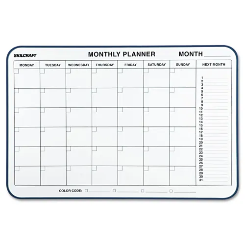 7520014845263, SKILCRAFT Cubicle Calendar Board, 42-Day Planning/Scheduling, 24" x 36", White Surface, Satin Aluminum Frame Questions & Answers