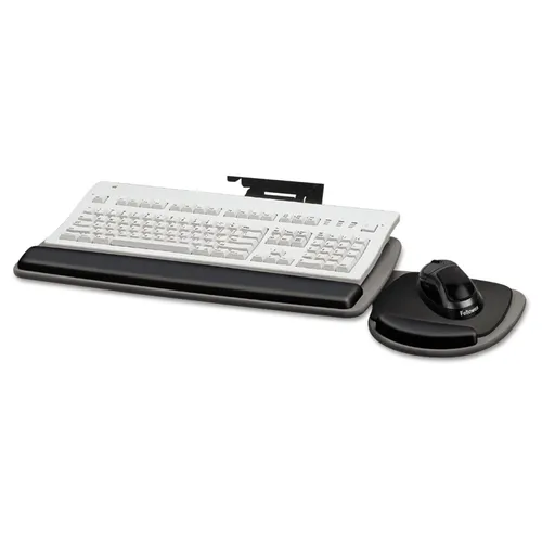 Adjustable Standard Keyboard Platform, 20.25w x 11.13d, Graphite/Black Questions & Answers