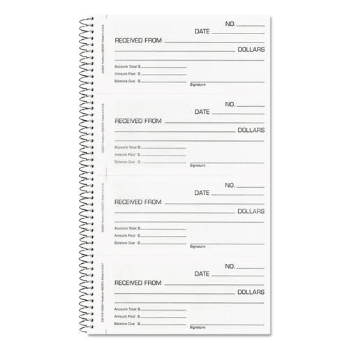 Money and Rent Unnumbered Receipt Book, 5 1/2 x 2 3/4, Two-Part, 200 Sets/Book Questions & Answers