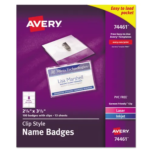 Clip-Style Badge Holder with Laser/Inkjet Insert, Top Load, 3.5 x 2.25, White, 100/Box Questions & Answers