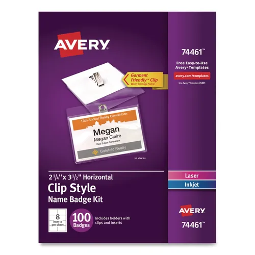 Clip-Style Badge Holder with Laser/Inkjet Insert, Top Load, 3.5 x 2.25, White, 100/Box Questions & Answers