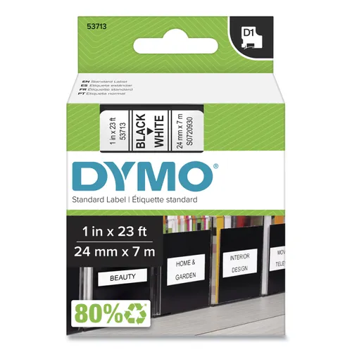 D1 High-Performance Polyester Removable Label Tape, 1" x 23 ft, Black on White Questions & Answers