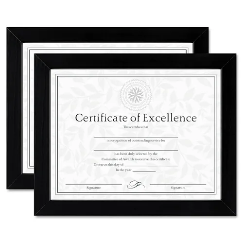 Document/Certificate Frames, Wood, 8.5 x 11, Black, Set of Two Questions & Answers