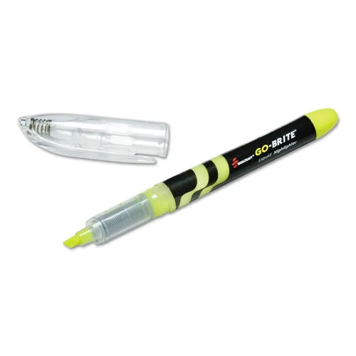 7520014612662, SKILCRAFT go-brite Liquid Highlighters, Fluorescent Yellow Ink, Chisel Tip, Black/Yellow/Clear Barrel, 6/Pack Questions & Answers