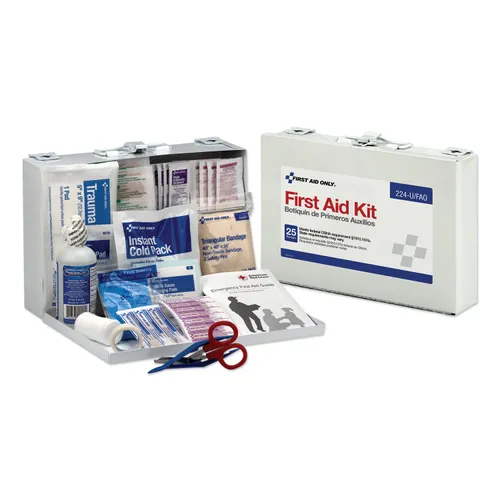 First Aid Kit for 25 People, 104 Pieces, OSHA Compliant, Metal Case Questions & Answers