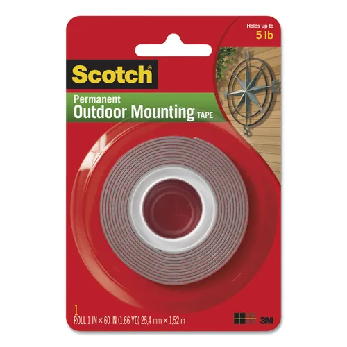 Permanent Heavy Duty Interior/Exterior Weather-Resistant Double-Sided Tape, Holds Up to 5 lbs, 1 x 60, Gray Questions & Answers