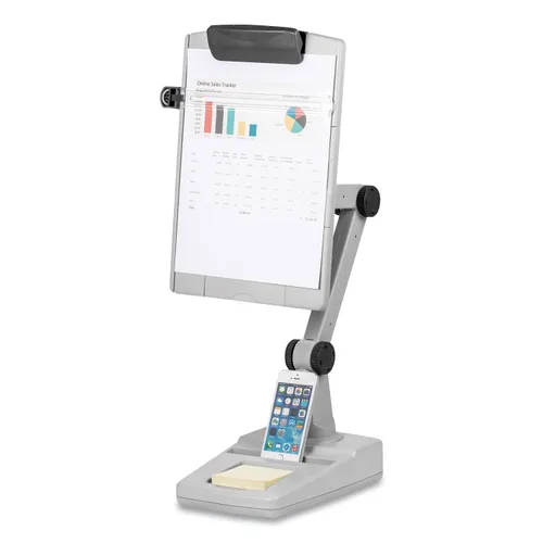 Flex Arm Weighted Base Copyholder,150 Sheet Capacity, Plastic, Platinum/Graphite Questions & Answers