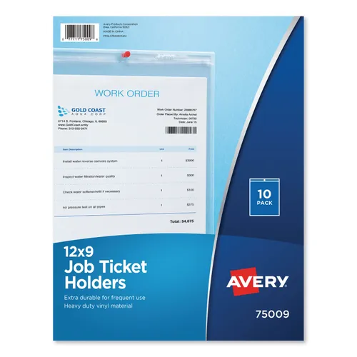 Job Ticket Holders, Heavy Gauge Vinyl, 9 x 12, Clear, 10/Pack Questions & Answers