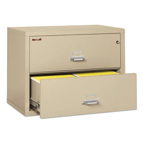 Two-Drawer Lateral File, 31 1/8w x 22 1/8d, UL Listed 350°, Ltr/Legal, Parchment Questions & Answers