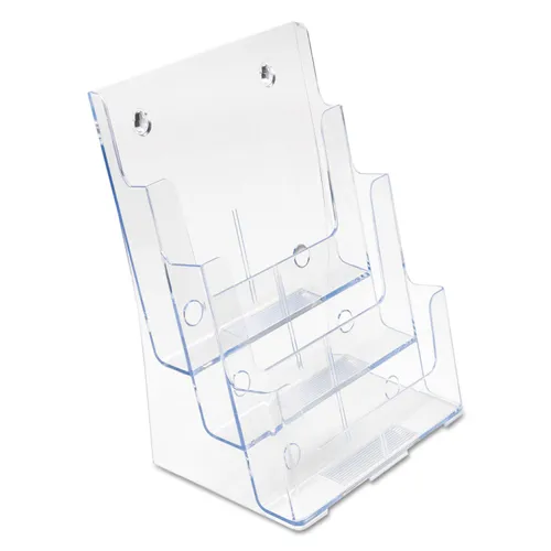 3-Compartment DocuHolder, Magazine Size, 9.5w x 6.25d x 12.63, Clear Questions & Answers