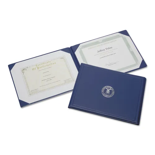 7510001153250, SKILCRAFT Award Certificate Binder, 8.5 x 11, Air Force Seal, Blue/Silver Questions & Answers