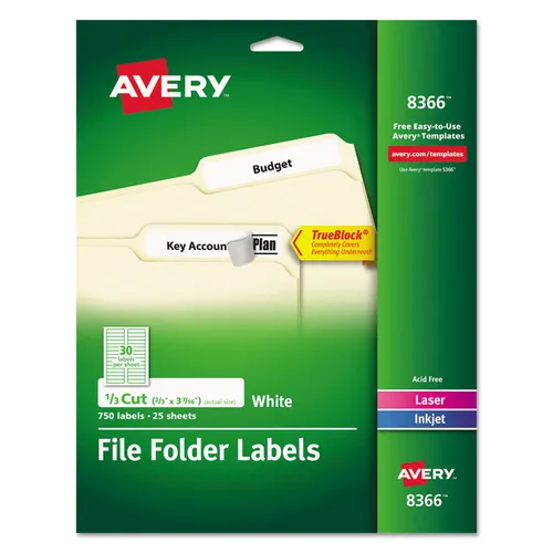 Permanent TrueBlock File Folder Labels with Sure Feed Technology, 0.66 x 3.44, White, 30/Sheet, 25 Sheets/Pack Questions & Answers