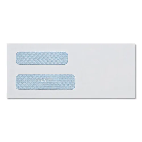 Double Window Security-Tinted Check Envelope, #8 5/8, Commercial Flap, Gummed Closure, 3.63 x 8.63, White, 500/Box Questions & Answers