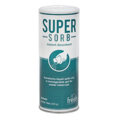 Super-Sorb Liquid Spill Absorbent, Lemon Scent, 720 oz Absorbing Volume, 12 oz Shaker Can Questions & Answers