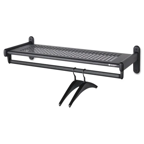 Metal Wall Shelf Rack, Powder Coated Textured Steel, 36w x 14.5d x 6h, Black Questions & Answers