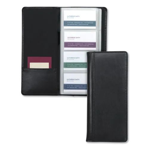 Regal Leather Business Card File, Holds 96 2 x 3.5 Cards, 4.75 x 10, Black Questions & Answers