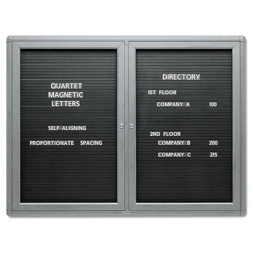 Enclosed Magnetic Directory with One Door, 48" x 36", Black Surface, Graphite Gray Aluminum Frame Questions & Answers