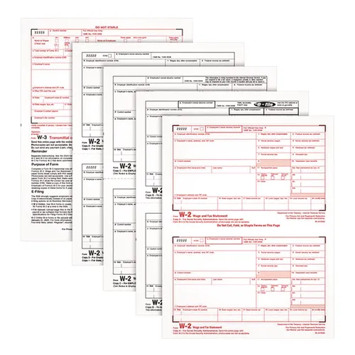 4-Part W-2 Tax Forms with Tax Forms Helper, Fiscal Year: 2024, Four-Part Carbonless, 8.5 x 5.5, 2 Forms/Sheet, 50 Forms Total Questions & Answers