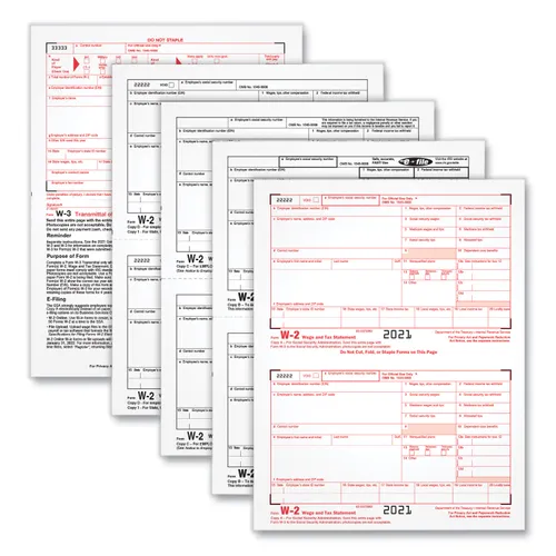 W-2 Tax Forms for Inkjet/Laser Printers, Fiscal Year: 2023, Four-Part Carbonless, 8.5 x 5.5, 2 Forms/Sheet, 50 Forms Total Questions & Answers