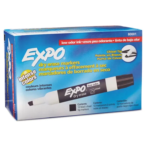 Low-Odor Dry-Erase Marker, Broad Chisel Tip, Black, Dozen Questions & Answers