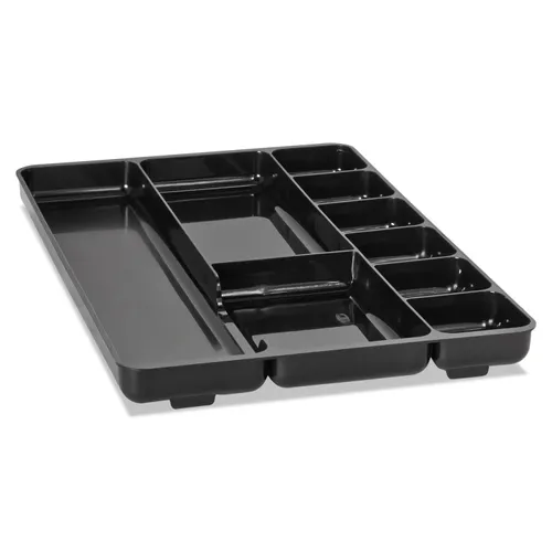 Regeneration Nine-Section Drawer Organizer, 14 x 9.13 x 1.13, Plastic, Black Questions & Answers