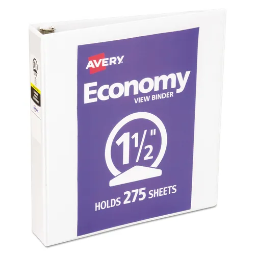 Economy View Binder with Round Rings , 3 Rings, 1.5" Capacity, 11 x 8.5, White, (5726) Questions & Answers