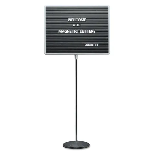 Adjustable Single-Pedestal Magnetic Letter Board, 24 x 18, Black Surface, Gray Aluminum Frame Questions & Answers