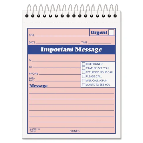 Telephone Message Book with Fax/Mobile Section, Two-Part Carbonless, 4.25 x 5.5, 50 Forms Total Questions & Answers