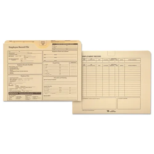 Employee Record Folder, Straight Tab, Letter Size, Manila, 20/Pack Questions & Answers