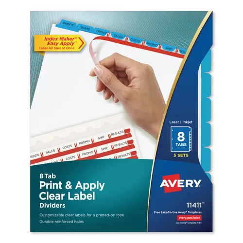 Print and Apply Index Maker Clear Label Dividers, 8 Color Tabs, Letter, 5 Sets Questions & Answers