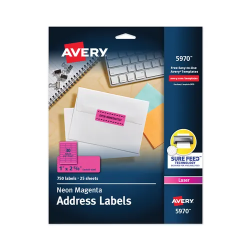 High-Visibility Permanent Laser ID Labels, 1 x 2.63, Neon Magenta, 750/Pack Questions & Answers