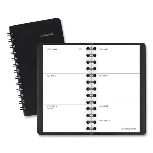 Weekly Planner, 4.5 x 2.5, Black Cover, 12-Month (Jan to Dec): 2025 Questions & Answers