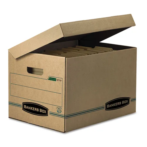 SYSTEMATIC Basic-Duty Attached Lid Storage Boxes, Letter/Legal Files, Kraft/Green, 12/Carton Questions & Answers