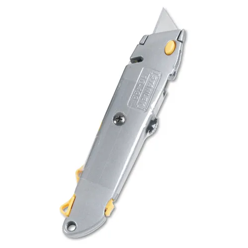 Quick-Change Utility Knife with Twine Cutter and (3) Retractable Blades, 6" Metal Handle, Gray Questions & Answers