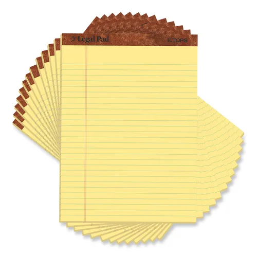 "The Legal Pad" Ruled Perforated Pads, Wide/Legal Rule, 50 Canary-Yellow 8.5 x 11.75 Sheets, Dozen Questions & Answers