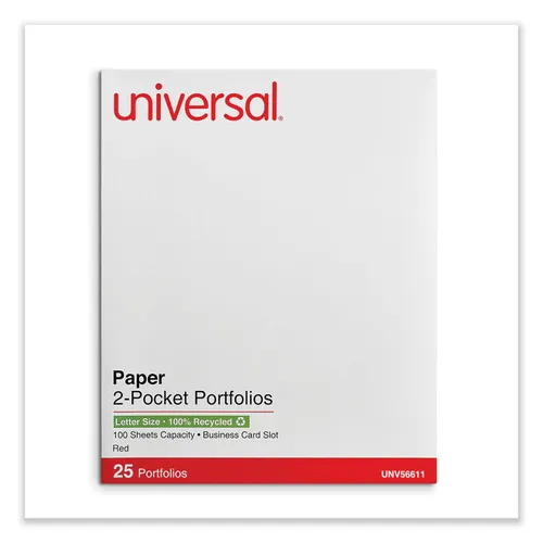 Two-Pocket Portfolio, Embossed Leather Grain Paper, Red, 25/Box   Item #: UNV56611 by Universal®: On this item, wh