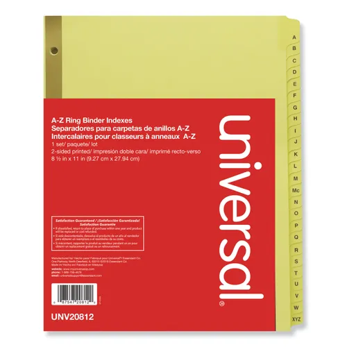 Deluxe Preprinted Plastic Coated Tab Dividers with Black Printing, 25-Tab, A to Z, 11 x 8.5, Buff, 1 Set Questions & Answers