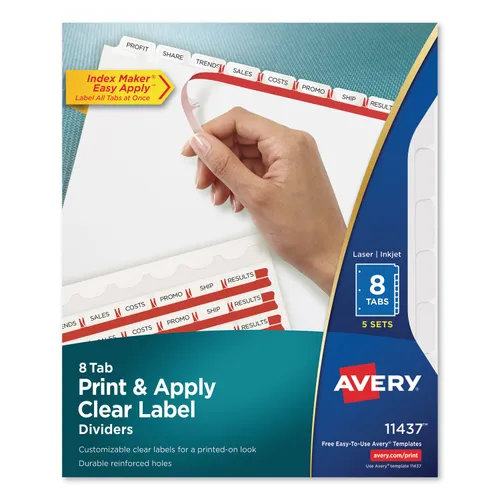 Print and Apply Index Maker Clear Label Dividers, 8-Tab, 11 x 8.5, White, 5 Sets Questions & Answers