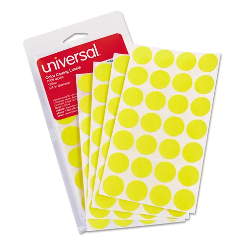 Self-Adhesive Removable Color-Coding Labels, 0.75" dia, Yellow, 28/Sheet, 36 Sheets/Pack Questions & Answers