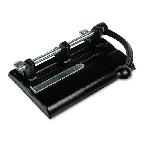 40-Sheet High-Capacity Lever Action Adjustable Two- to Seven-Hole Punch, 13/32" Holes, Black Questions & Answers