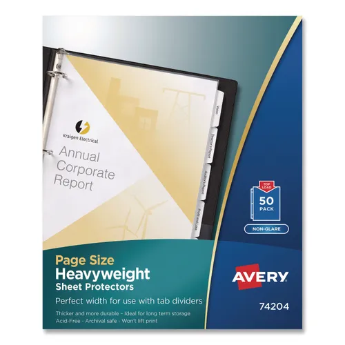 Do the Avery 3 Hole Punch Sheet Protectors with no extended binding edge, Non Glare, come in heavy weight as well a