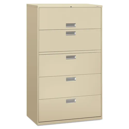 Brigade 600 Series Lateral File, 4 Legal/Letter-Size File Drawers, 1 Roll-Out File Shelf, Putty, 42" x 18" x 64.25" Questions & Answers